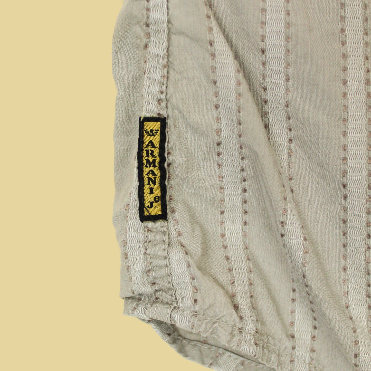 Vintage Armani Jeans Cotton Blend Textured Stripe Button-Up Shirt