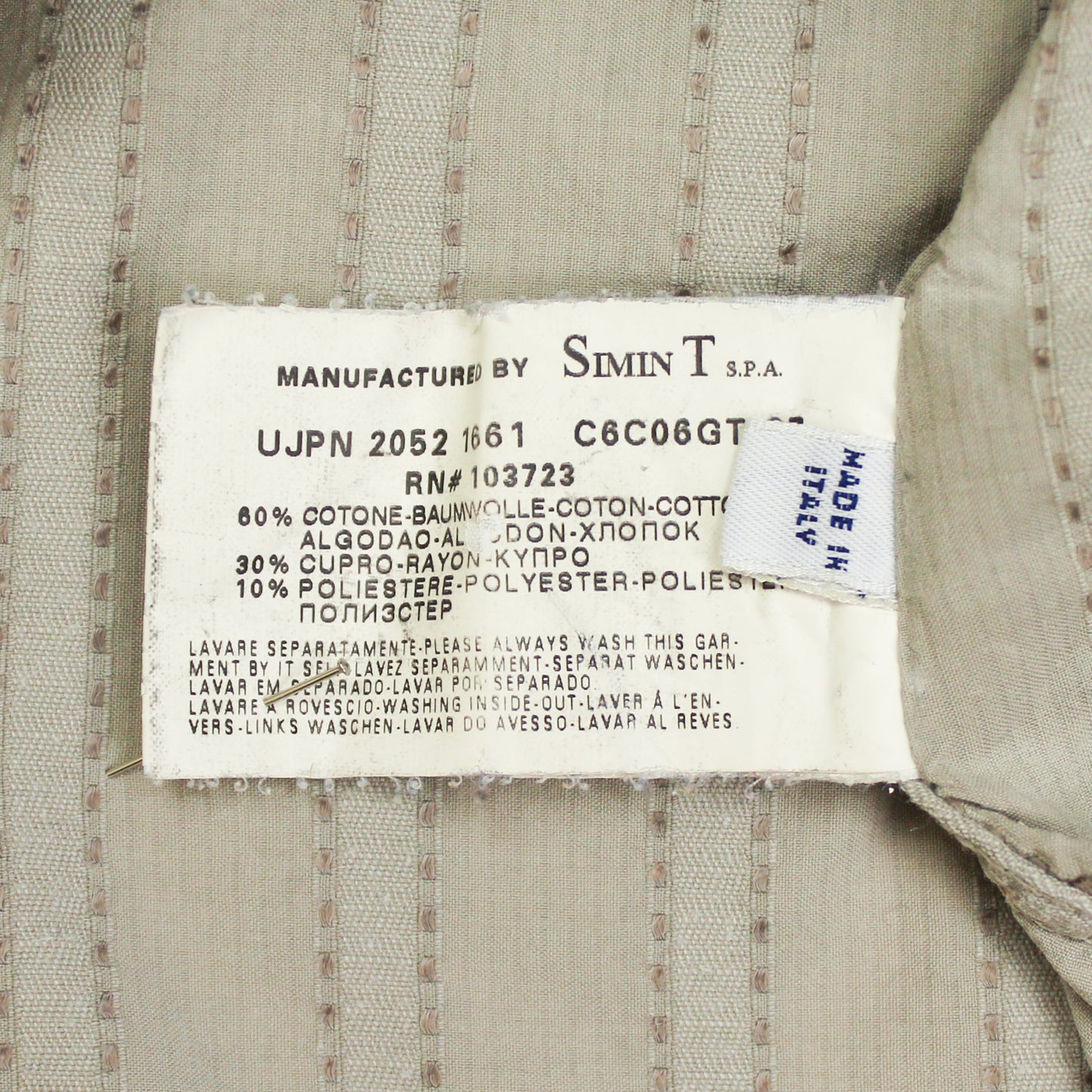 Vintage Armani Jeans Cotton Blend Textured Stripe Button-Up Shirt