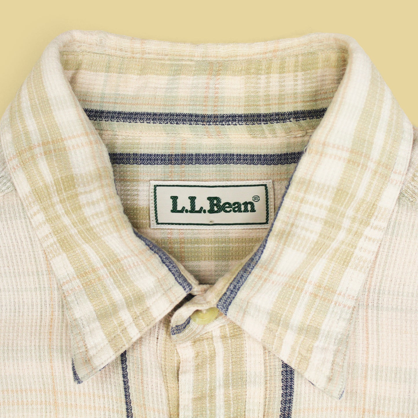 Vintage L.L. Bean Plaid Textured Cotton Work Shirt