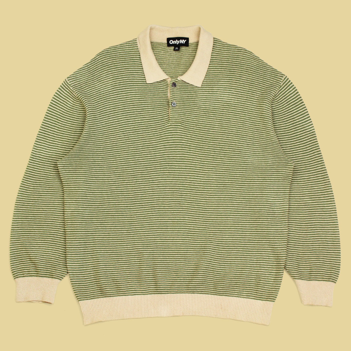 OnlyNY Striped Cotton Linen Knit Polo Shirt
