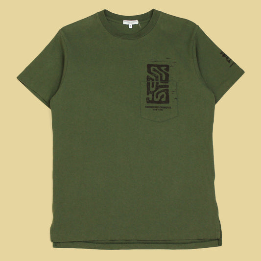 Engineered Garments The First & The Future Graphic Print Cross-Crew Pocket T-Shirt